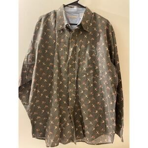 Bugle Boy Company Mens Size XL Vintage Button Down Shirt Flying Bird Duck Print